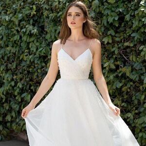 Jenny by Jenny Yoo Presley White A Line Ball Gown Pearled Wedding Dress Womens 1